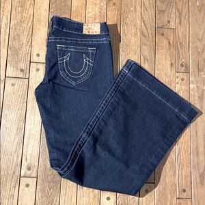 Dark wash True Religion wide leg flare jeans